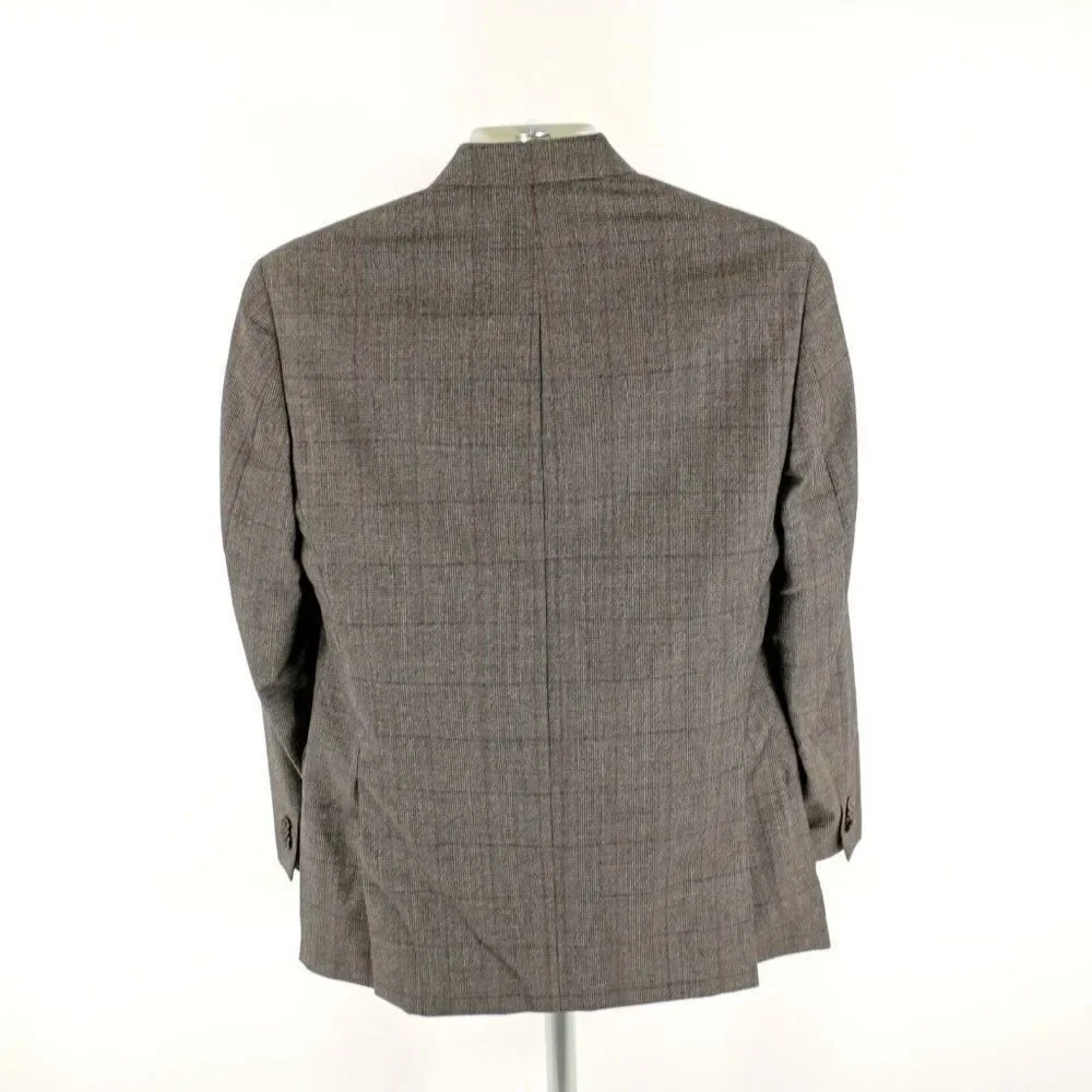 Michael Kors Wool Brown Glen Plaid Windowpane 2 Button Sport Coat 40L‎